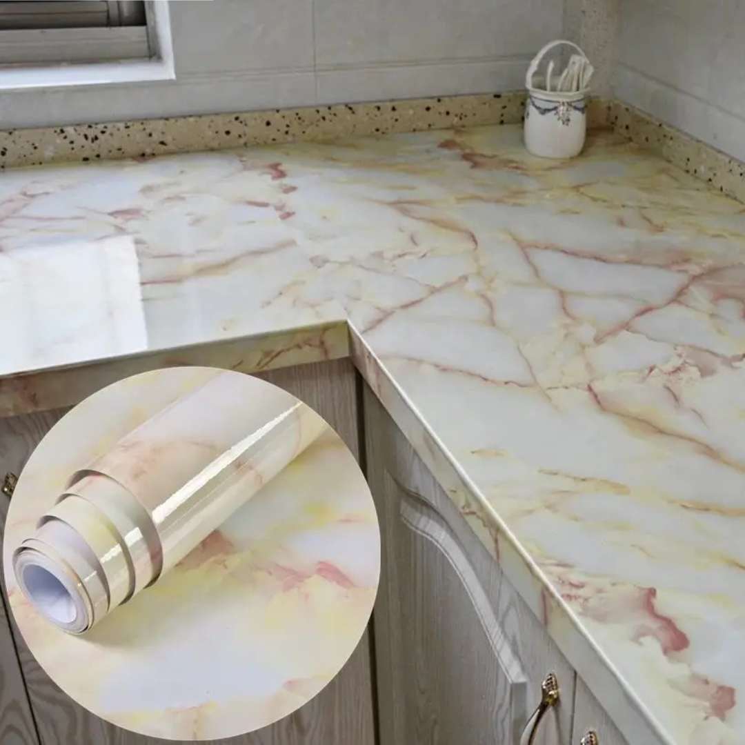 Papel Adhesivo Marmoleado Elegante: Transformación instantánea para tu hogar.